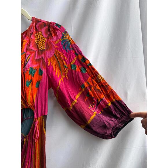 FARM Rio Vintage Wave Midi Dress Size S Pink With Fabric pull - Picture 9 of 14